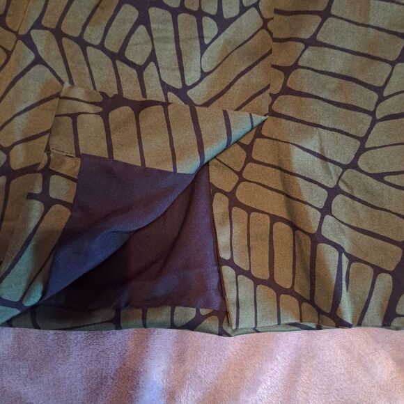 Lela Rose Women's Size 10 Sleeveless V-Neck Sheath Dress Green &Black Silk Blend - Picture 5 of 12